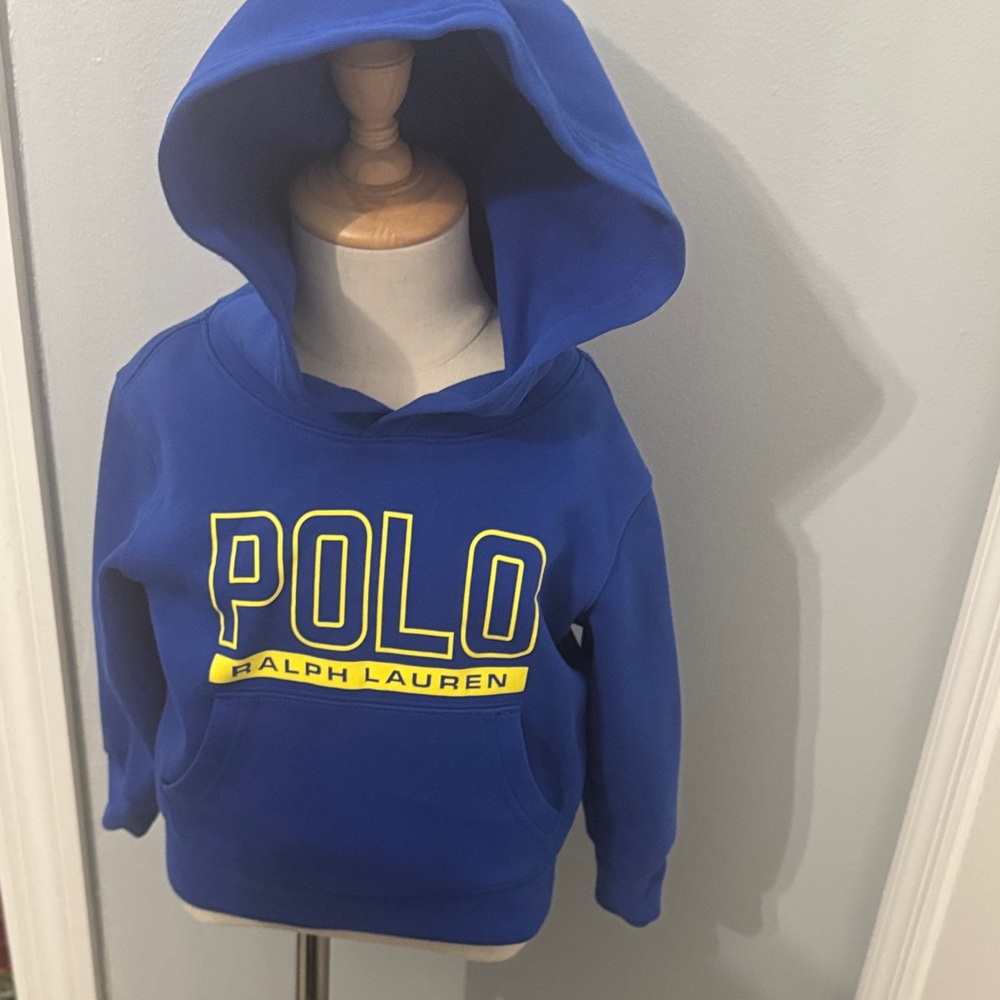 Polo by Ralph Lauren Kids Royal Blue Hoodie with Yellow Logo